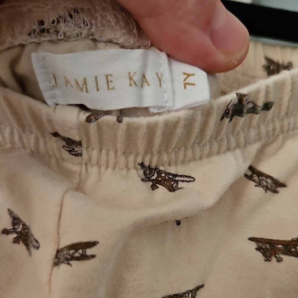 Jamie Kay Cream Pajama Bottoms with Aircraft Design - Picture 2 of 6